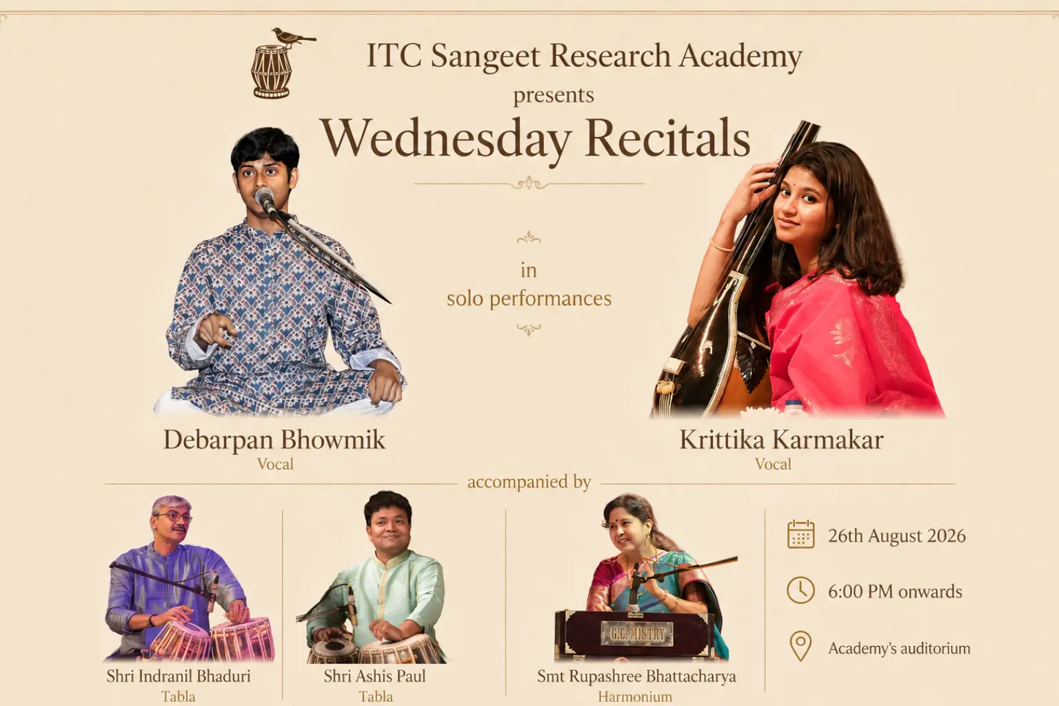 Debarpan Bhowmik (Vocal) | Krittika Karmakar (Vocal) | Indranil Bhaduri (Tabla) | Ashis Paul (Tabla) | Rupashree Bhattacharya (Harmonium)